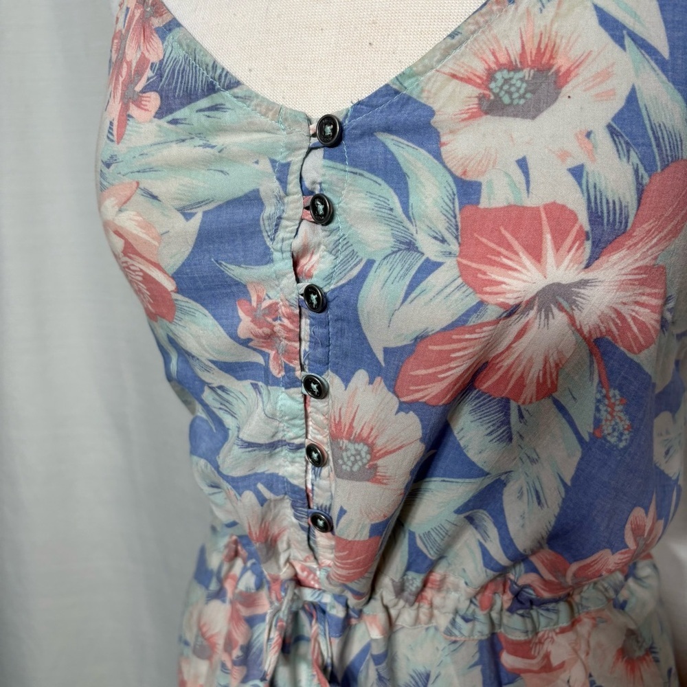 Rip Curl Floral Maxi Dress Boho Beach Vacation Summer Button Down Slit Size M - Picture 6 of 11